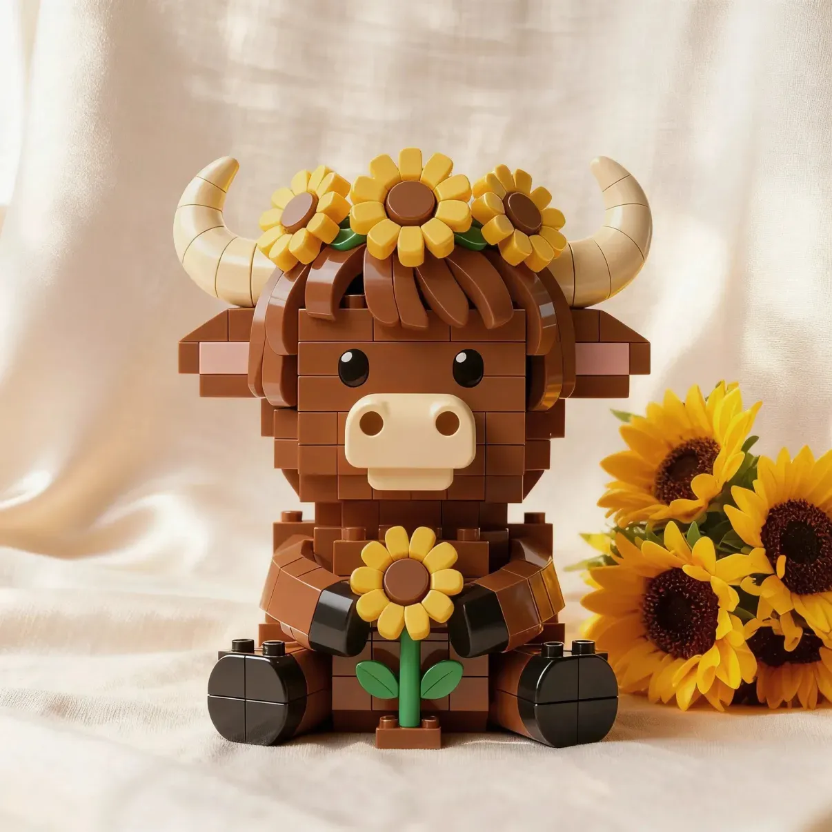 Sunflower Highland Cow Brick Set – Mother’s Day Gift
