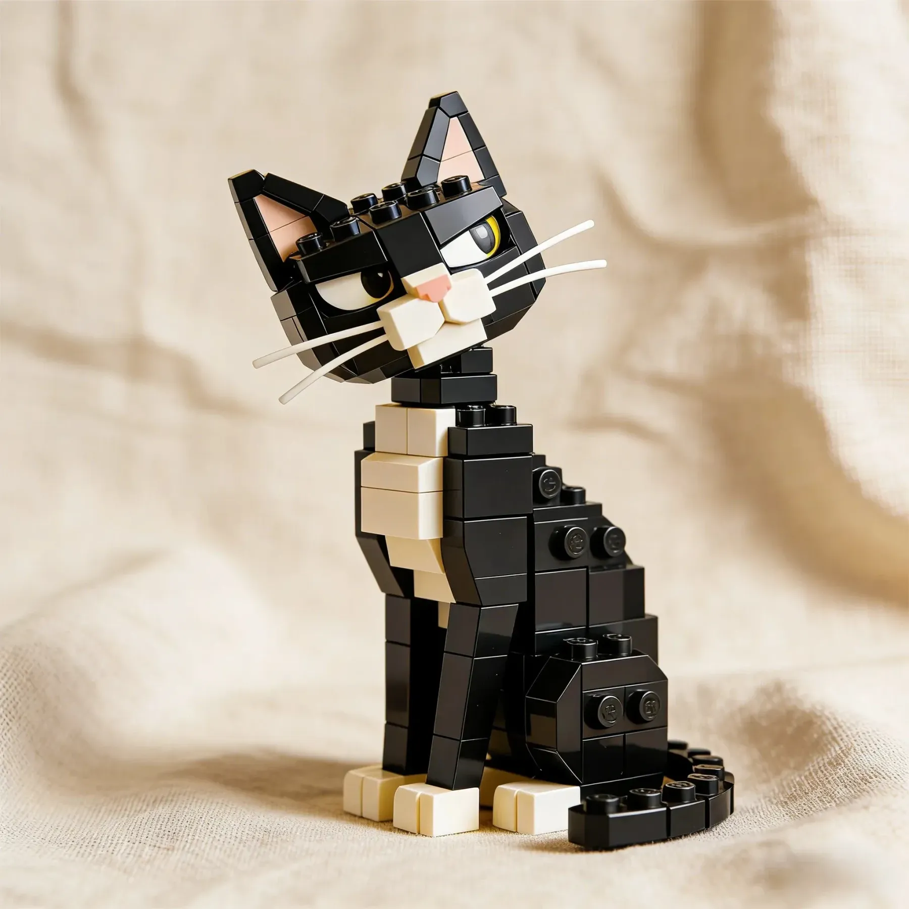 Overdramatic Side-Eye Cat Brick Set – Funny Aloof Cat Model🐈‍⬛
