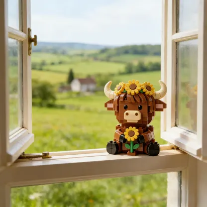 Sunflower Highland Cow Brick Set – Mother’s Day Gift