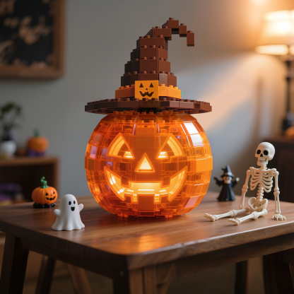 2026 Halloween Limited – Glowing Pumpkin Brick Lamp(4-PC)