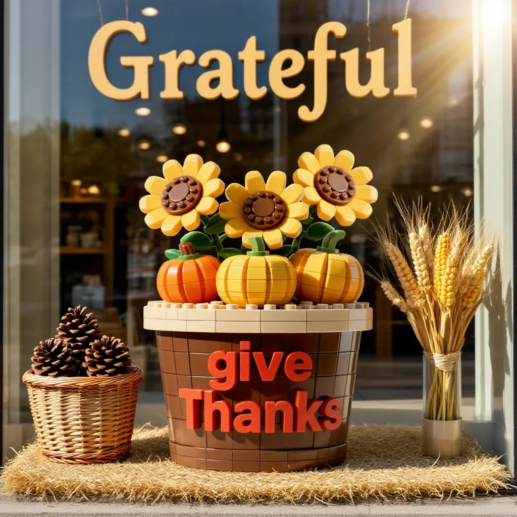 “Give Thanks” Sunflower Building Block Gift for Mom
