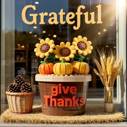 “Give Thanks” Sunflower Building Block Gift for Mom