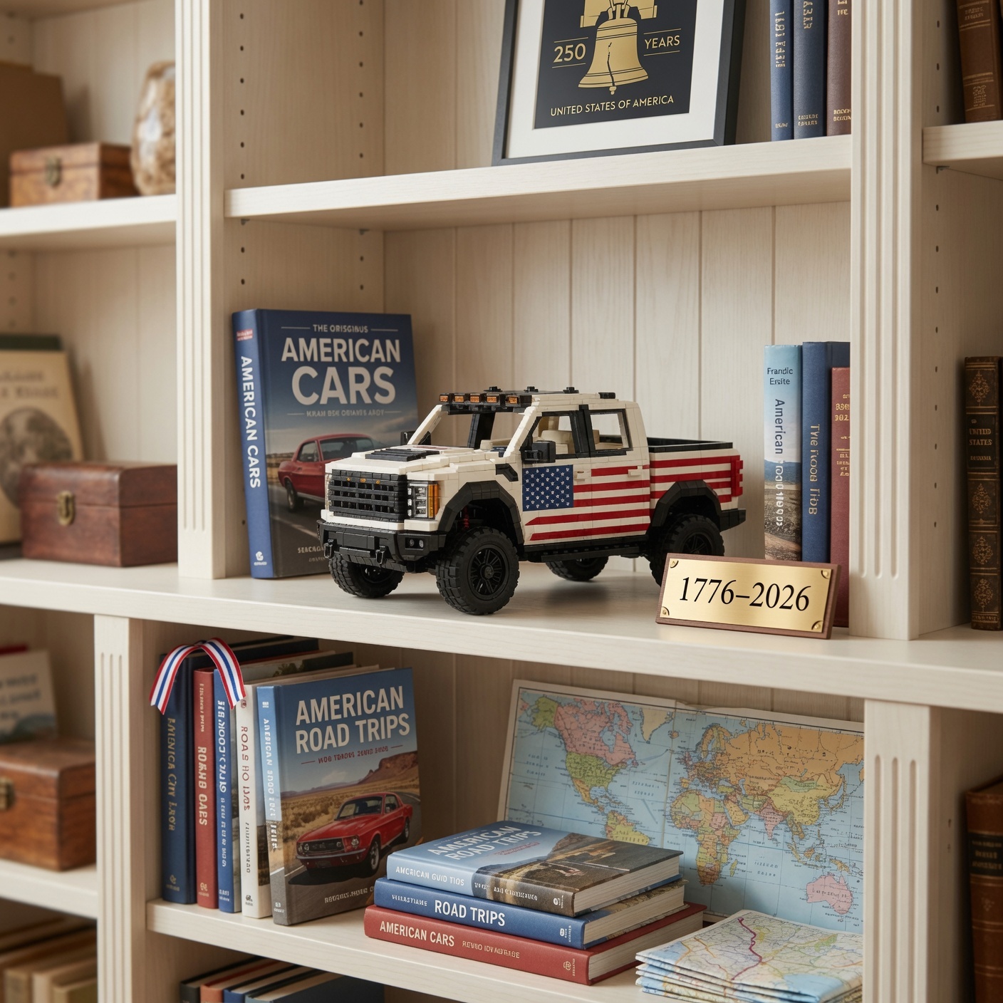 American 250th  Anniversary Flagged Off-road Pickup Building Blocks