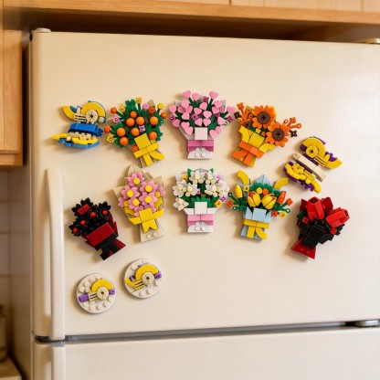 Mini Block Flower Magnets Set – Creative DIY Decor (10PCS)