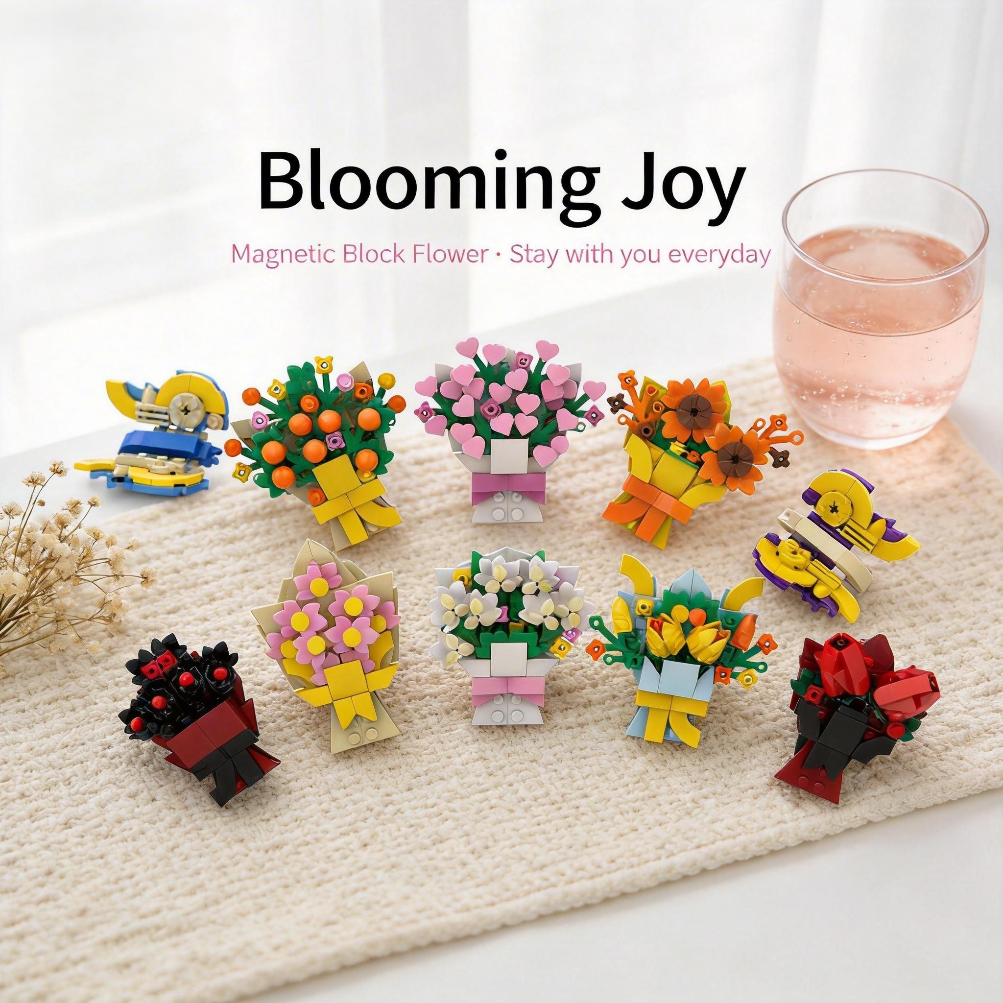 Mini Block Flower Magnets Set – Creative DIY Decor (10PCS)
