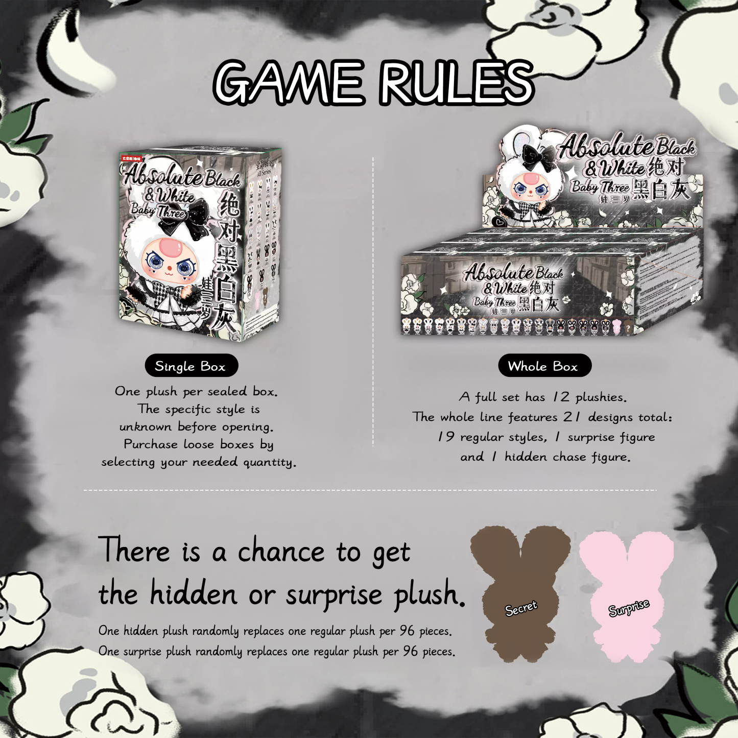 Baby Three - Absolute Black & White Plush Blind Box（Babythree