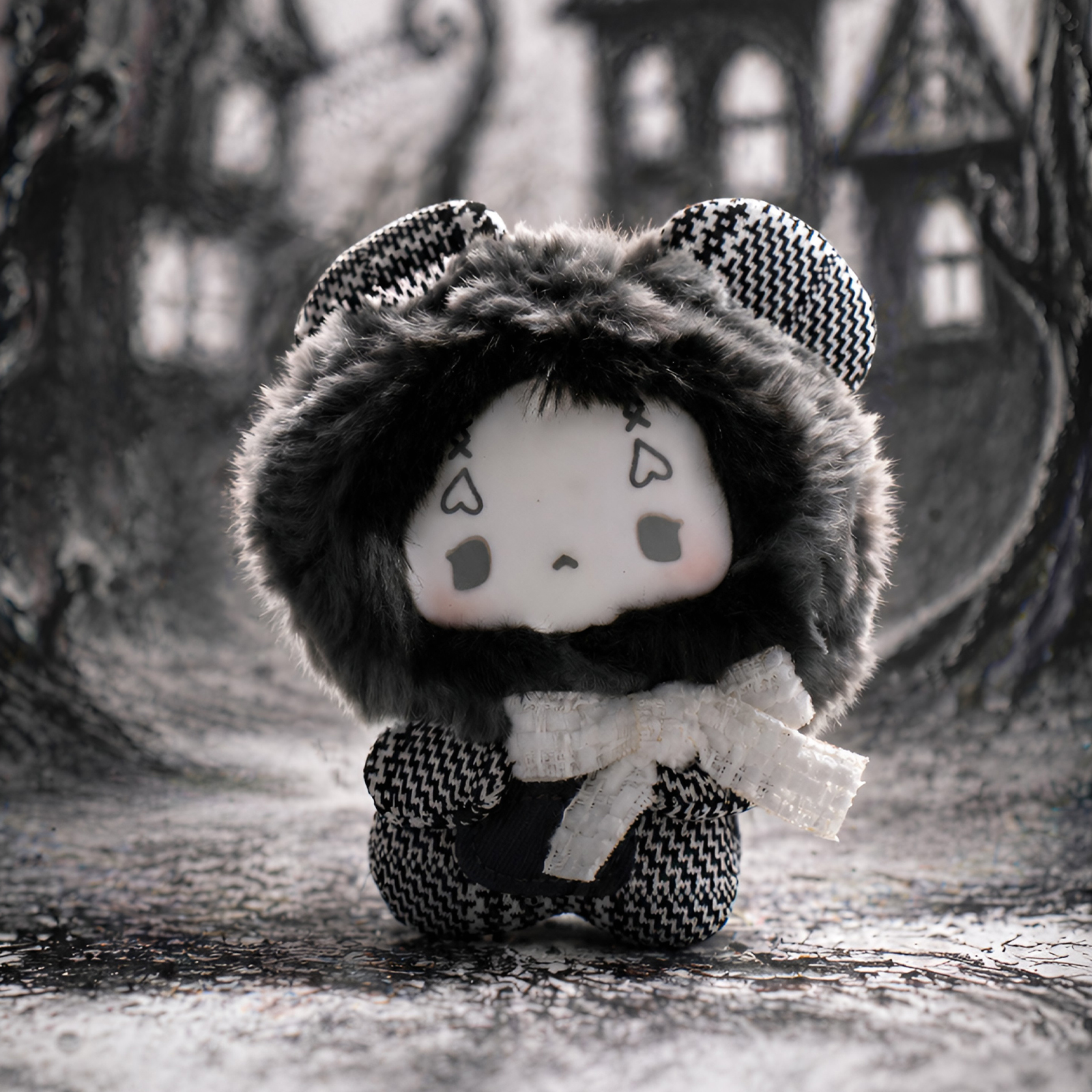 GUGU Grayscale Symphony Series Plush Blind Box soft plush fabric and embroidery details