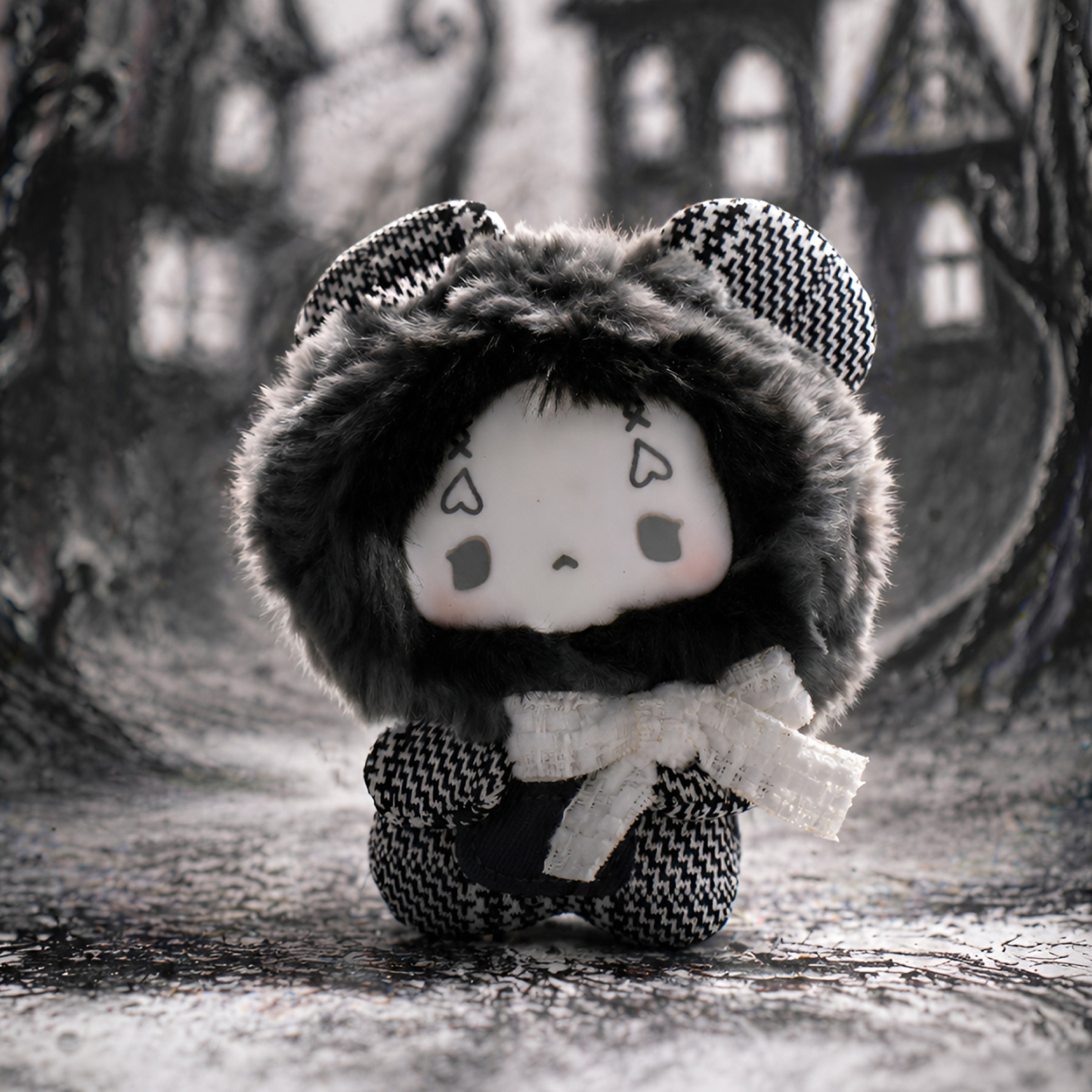 GUGU Grayscale Symphony Series Plush Blind Box soft plush fabric and embroidery details