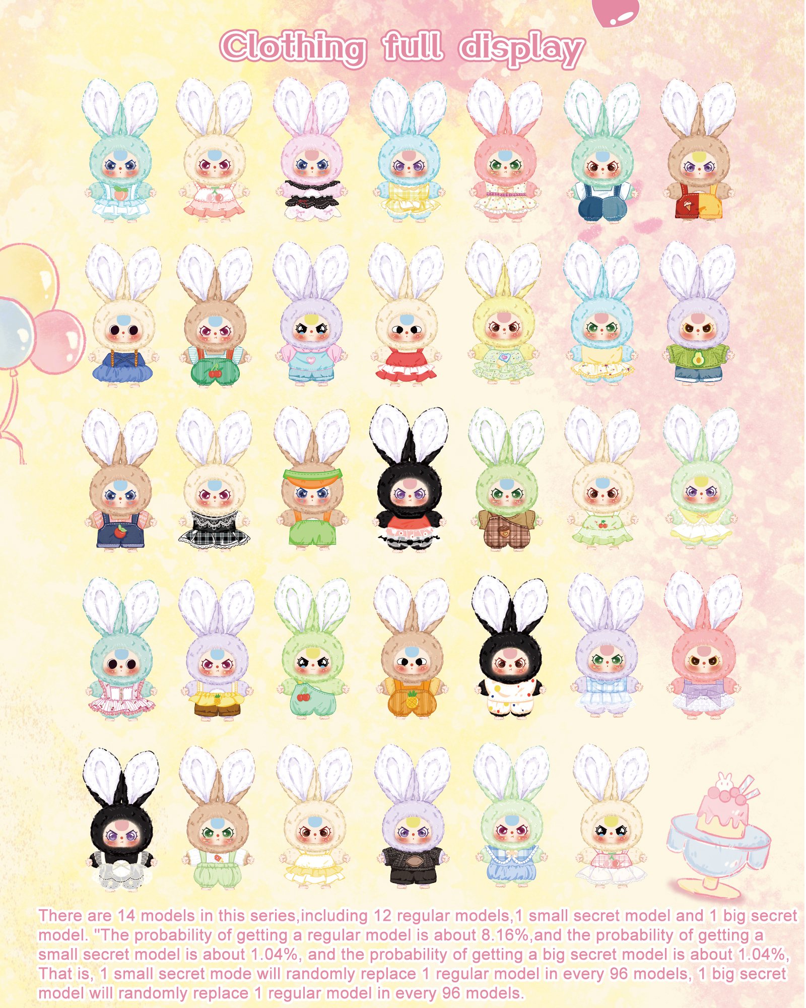 Baby Three Rabbit Macaron Cute Mini Bunny Plush Blind Box