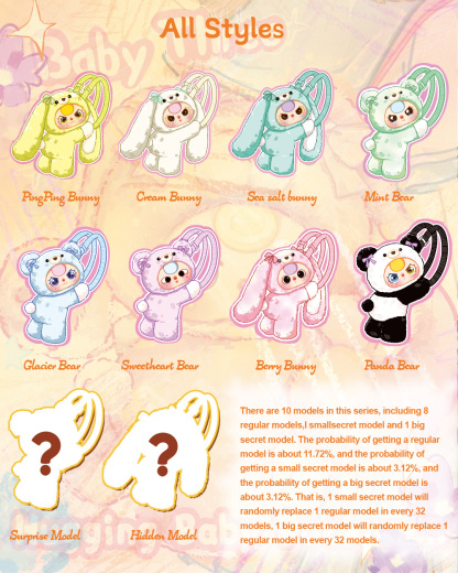 Baby Three - Hugging Baby Backpack Plush Blind Box（Babythree Official）