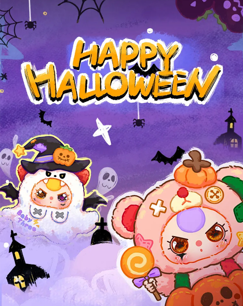 Babythree 400% Halloween Limited Set(White&Orange) Plush Series Lucky Bag（Babythree Official）