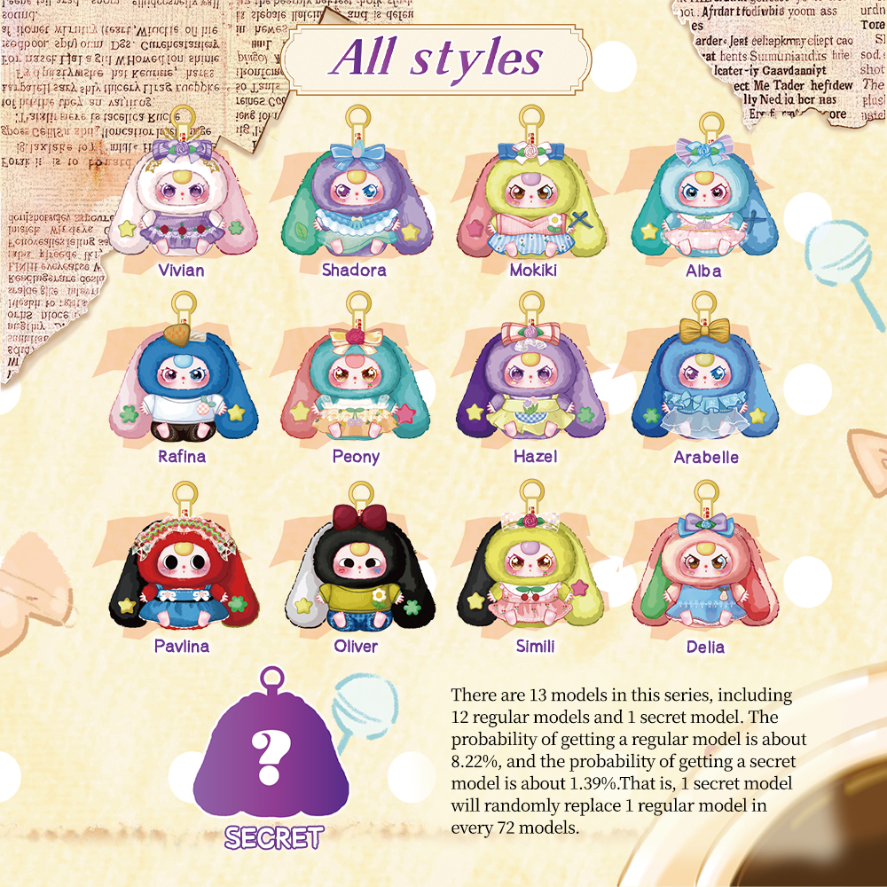 【赤オイルバブ シークレット】リリタウン うさぎ 4代目 babythree Baby Three Lily Rabbit Town V4 Series Plush Blind Box