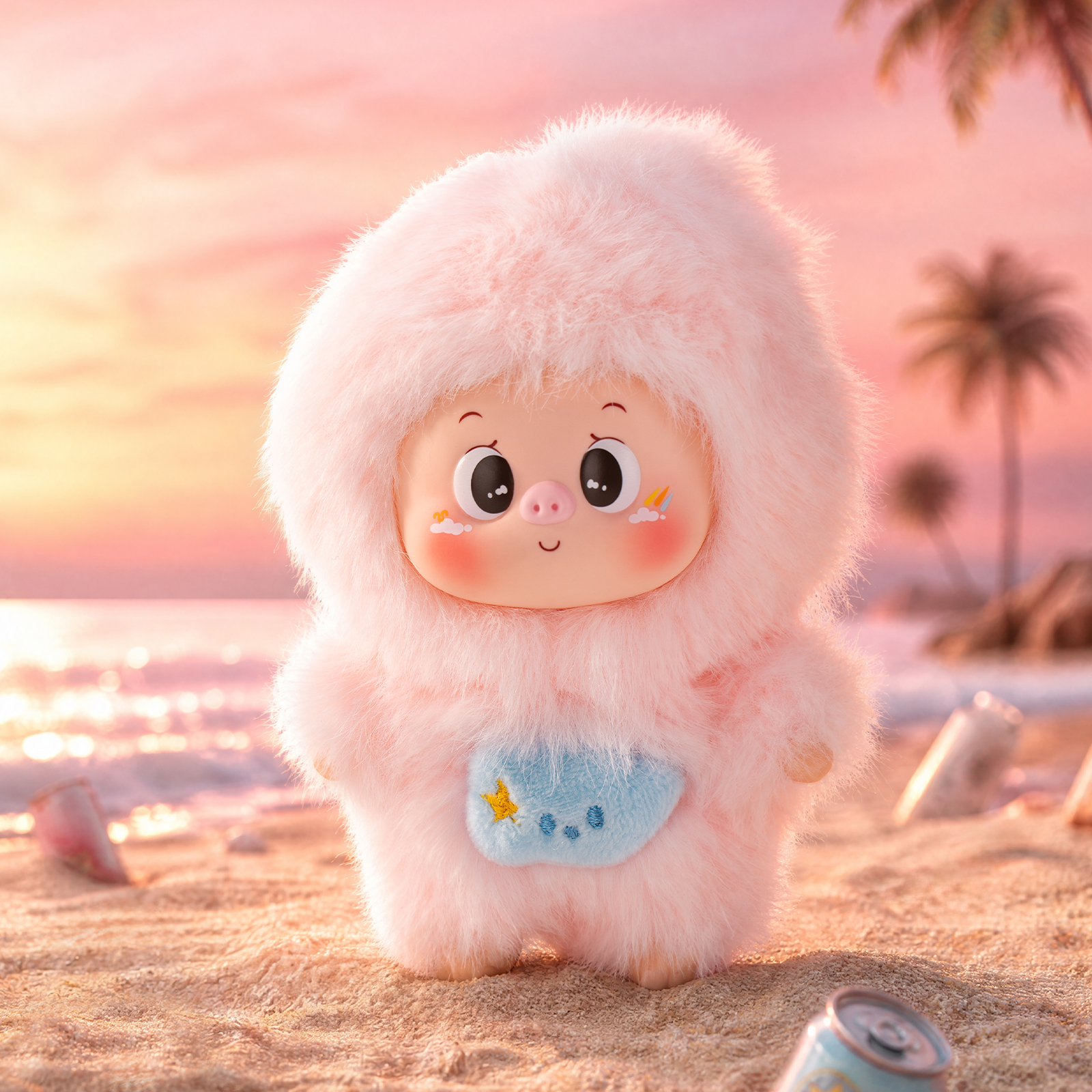 Juby Pig Sunny Today Series Plush Blind Box front view collectible plush toy