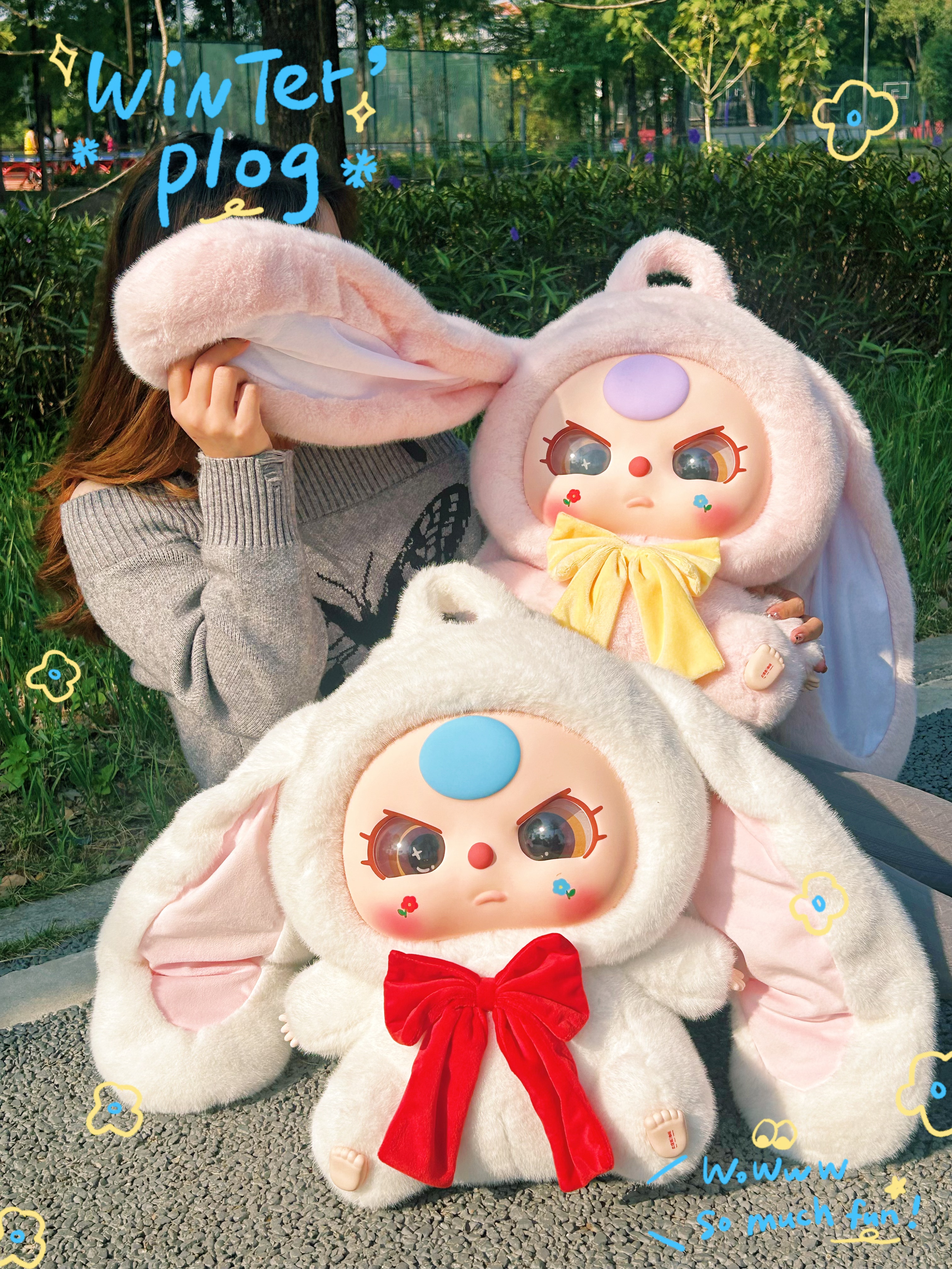 Baby Three Rabbit Plush School Bag Lucky Bag（Babythree