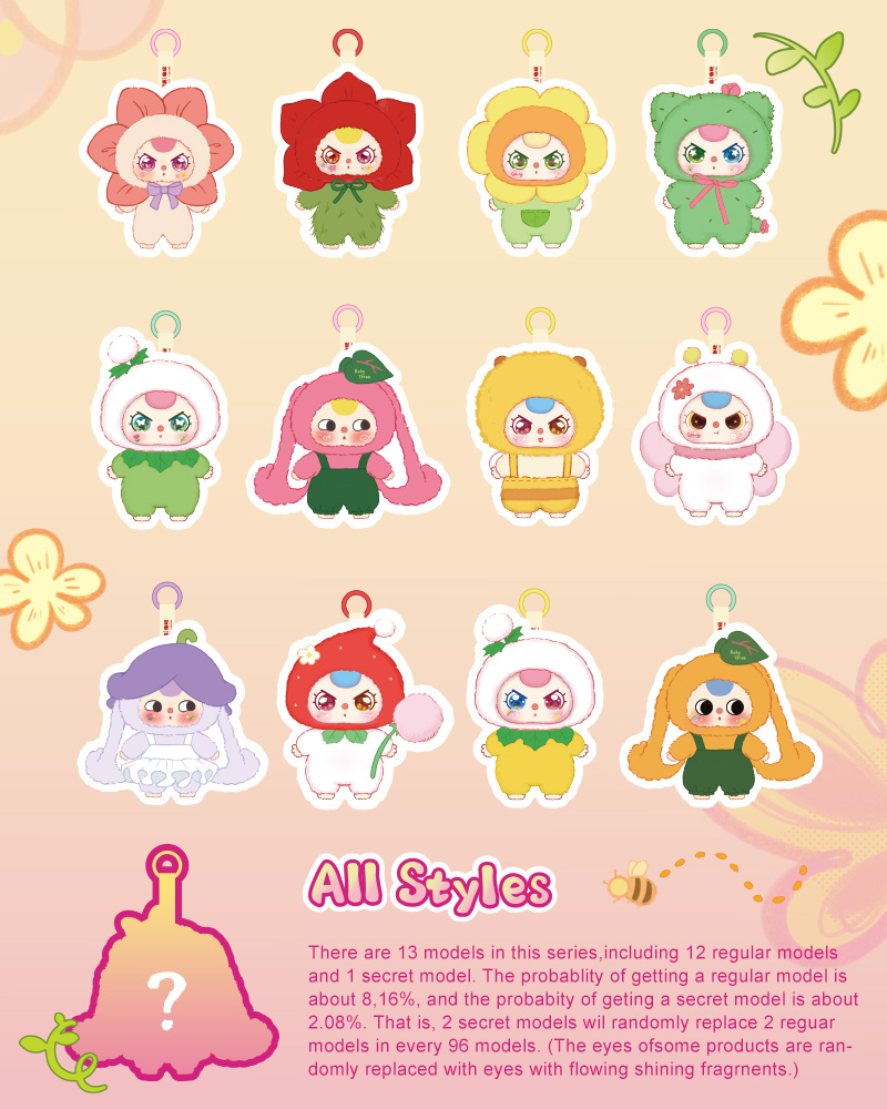 baby three ３歳　たんぽぽ　ハチ　春はどこ？お花シリーズ Baby Three Where's Spring Flower Series Plush Blind Box