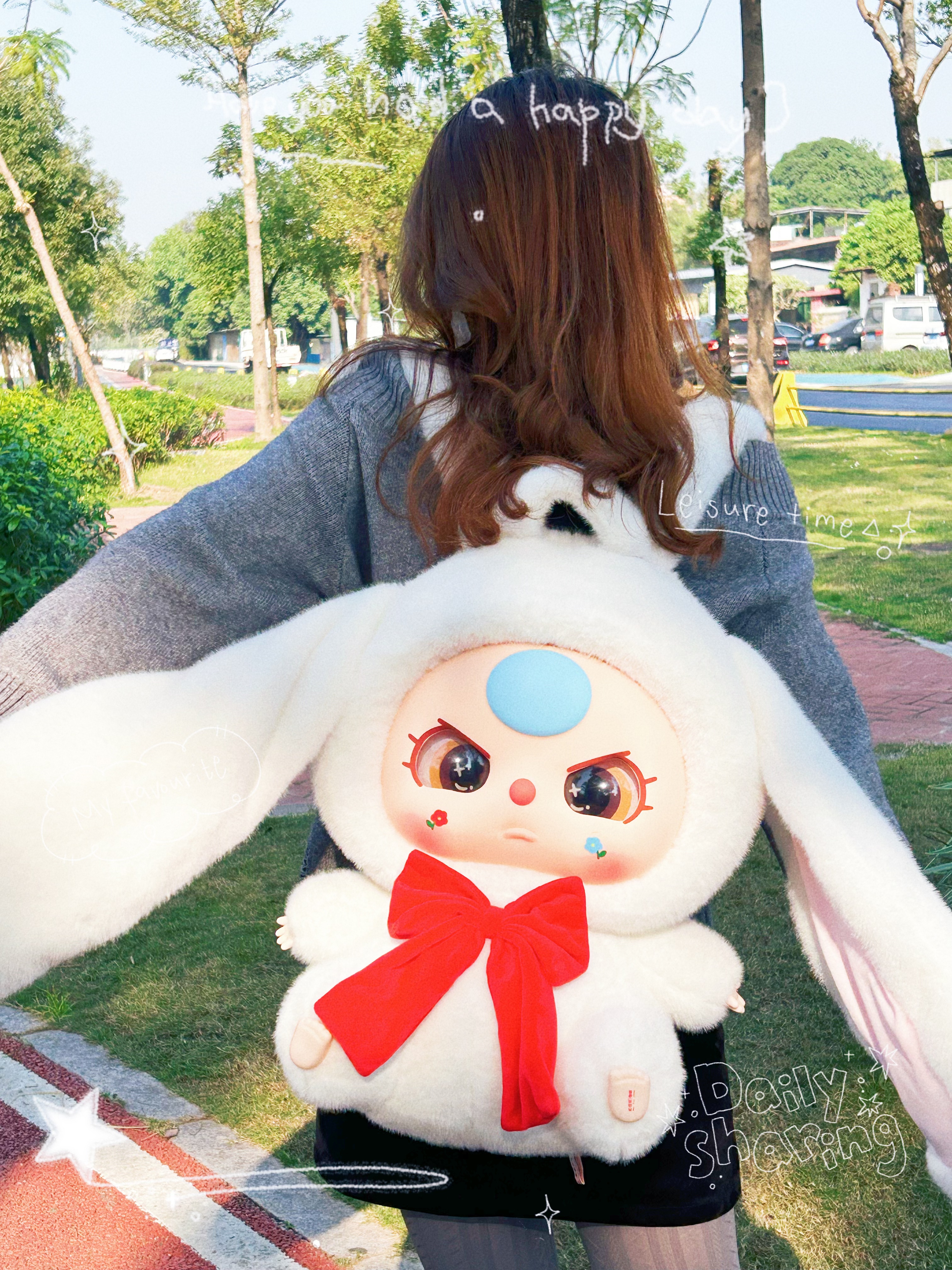 Baby Three Rabbit Plush School Bag Lucky Bag（Babythree Official