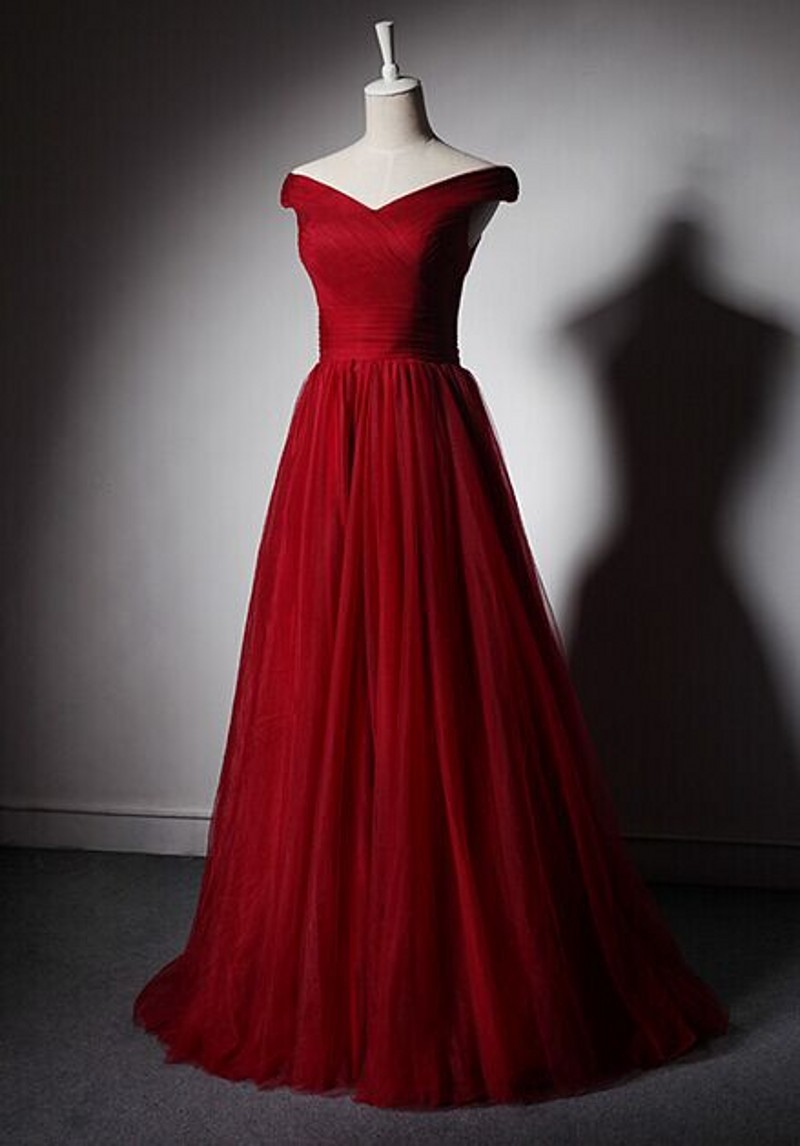 Burgundy Prom Dresses Prom Dresses v Neck Prom Dresses tulle Prom Dres
