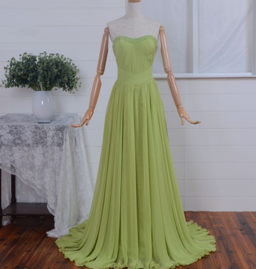 Prom Dresses With Beadings Chiffon Ruffled Prom Dresses