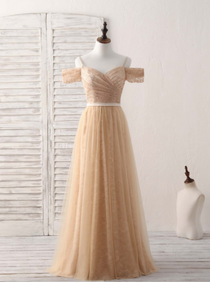 Prom Dresses champagne Tulle Long Bridesmaid Dresses Champagne Prom Dresses Cocktail Dresses
