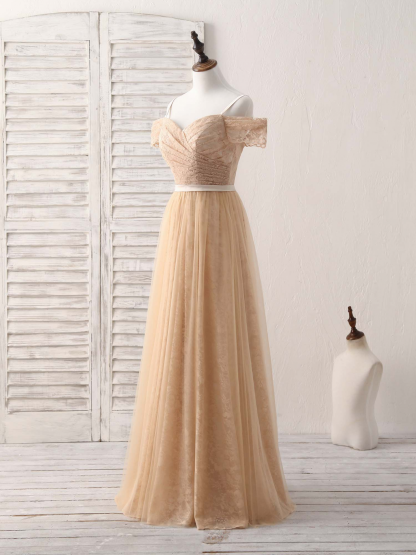 Prom Dresses champagne Tulle Long Bridesmaid Dresses Champagne Prom Dresses Cocktail Dresses