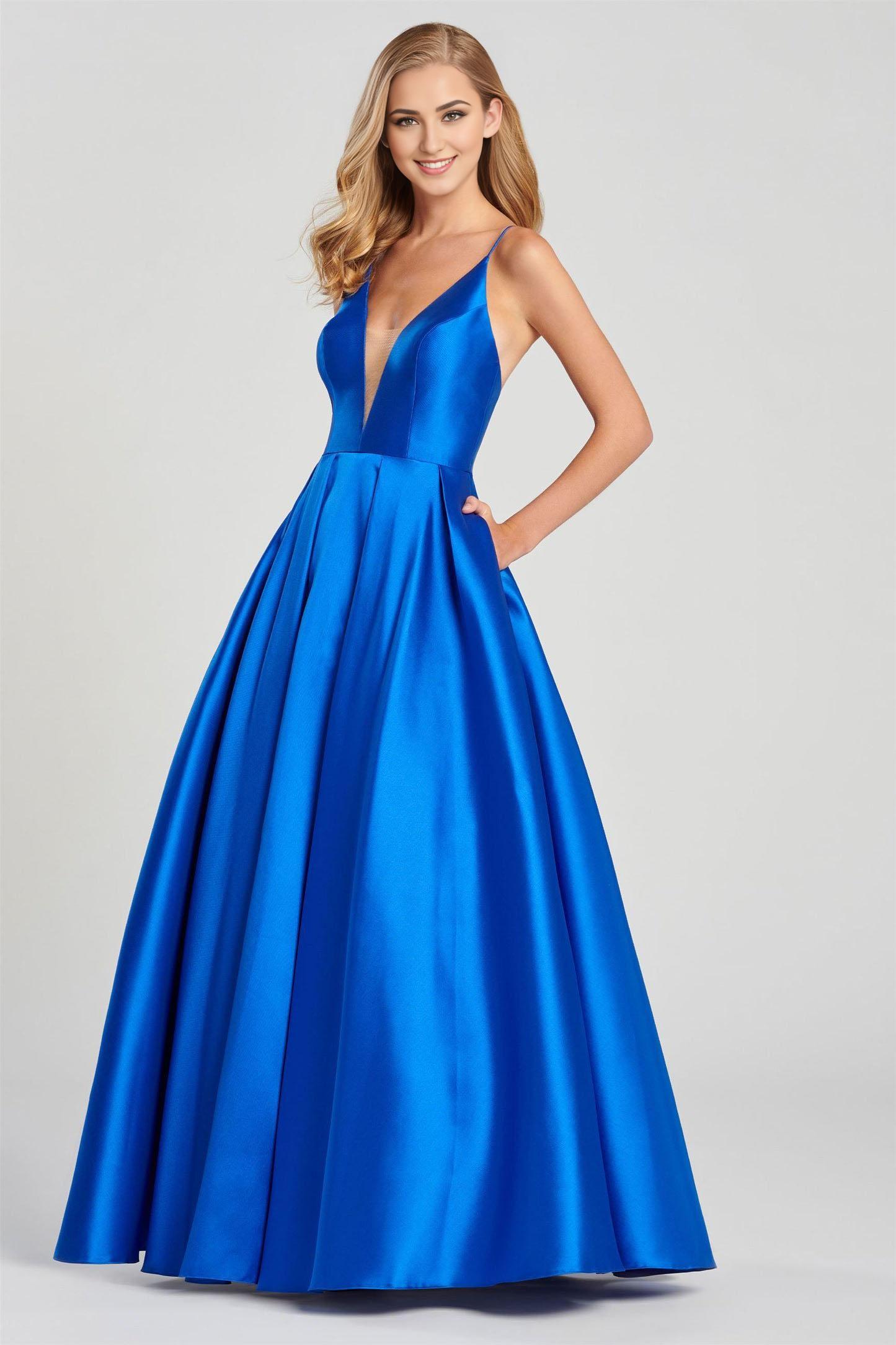 Royal Blue Spaghetti Strap A-line Skirt Sleeveless Long Formal Prom Dress