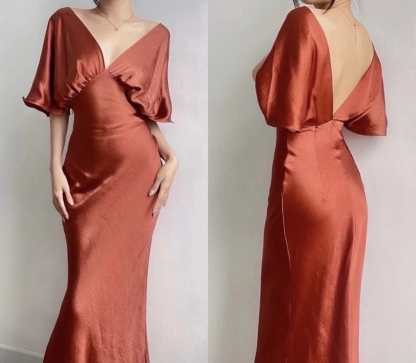 Silk Cape Sleeve Maxi Dress Long Dress Party Dress Prom Dress Formal Occasions ?