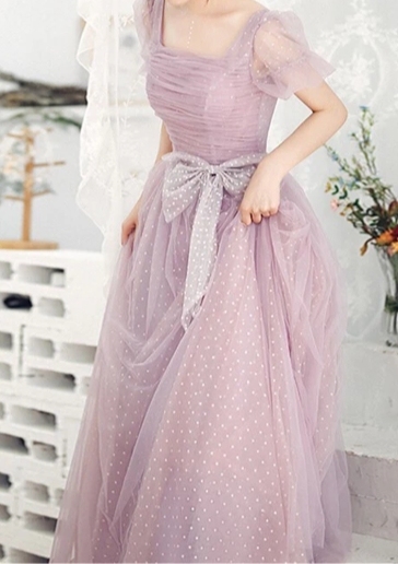 Lilac A-line Short Tulle Fairy Formal Prom Dress