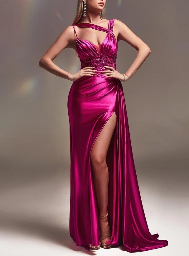 Stunning Magenta Wrap The Butocks Formal Prom Dress