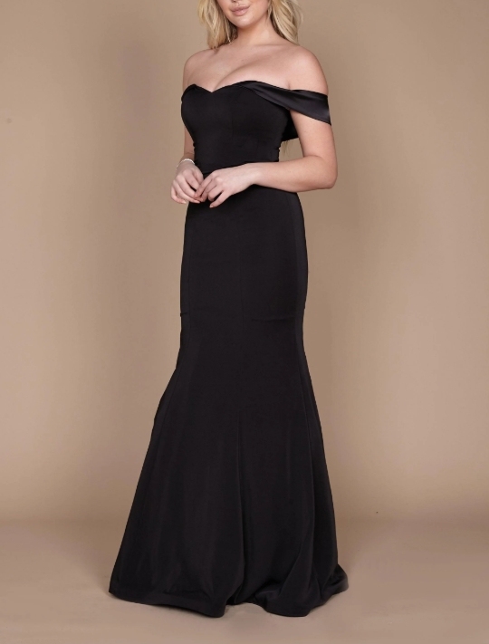 Black A-Line Off the Shoulder Long Plus Size Prom Dress