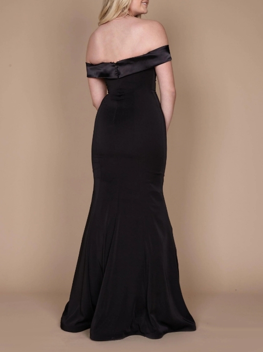 Black A-Line Off the Shoulder Long Plus Size Prom Dress