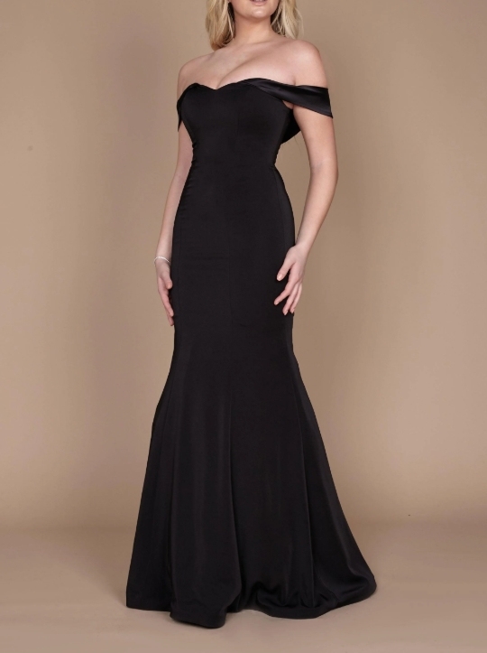 Black A-Line Off the Shoulder Long Plus Size Prom Dress