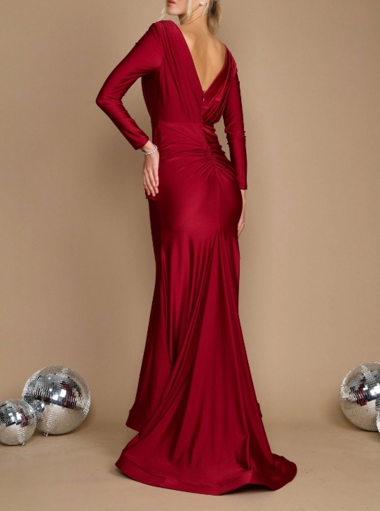 Burgundy Plumge V Popping The Floor Formal Prom Dress