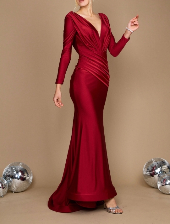 Burgundy Plumge V Popping The Floor Formal Prom Dress