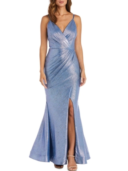 Periwinkle Spaghetti Strap Wrap The Butocks Long Glitter Formal Prom Dress