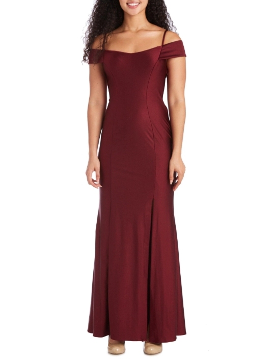 Wine Spaghetti Strap Wrap The Butocks Front Split Prom Dress
