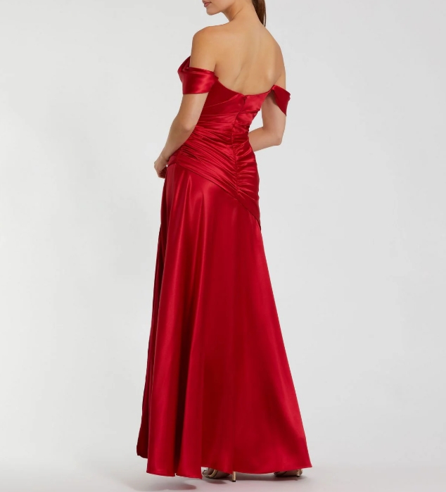 Ruby A-line Off The Shoulder Pleated Front Slit Ballroom Dress