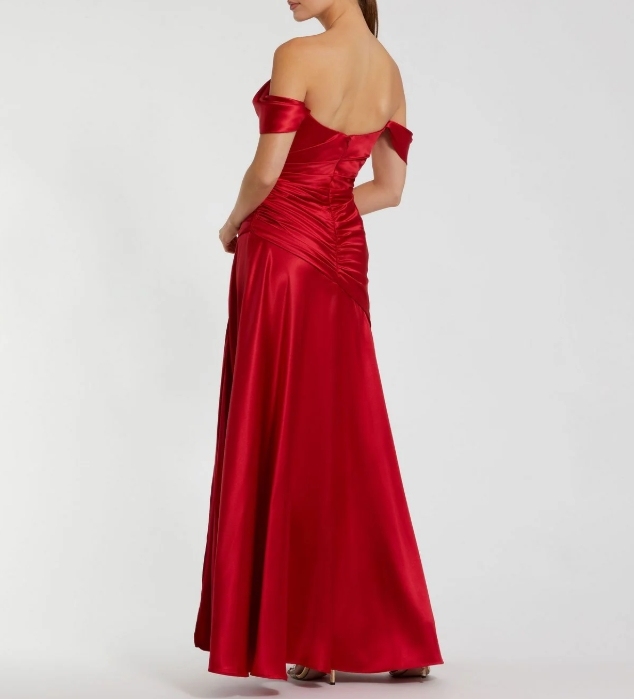 Ruby A-line Off The Shoulder Pleated Front Slit Ballroom Dress