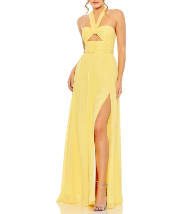 Sunshine Halter Backless Long Front Split Formal Prom Dress