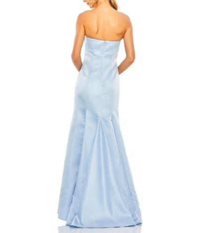 Powder Blue A-line Off The Shoulder With Decorative Fish Tail Style Ball Dress On The Front Side