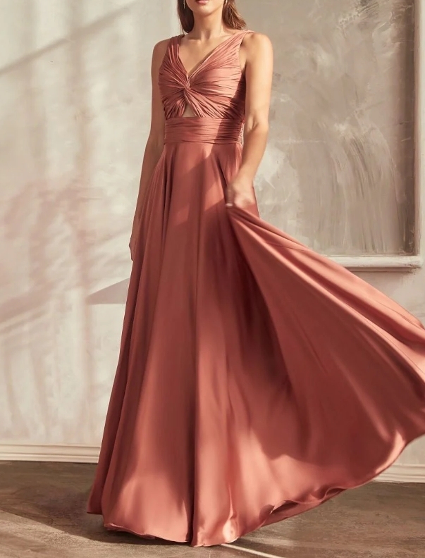 Beautiful Sienna Long Pleated Formal Prom Dress