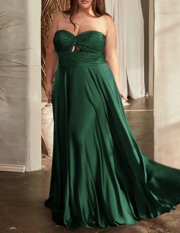 Hunter Green A-Line Off the Shoulder Front Fold Long Formal Prom Dress