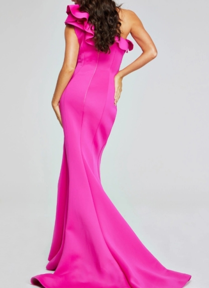 Fuchsia One Sholder Long Front Split Floor-Length Formal Prom Dress