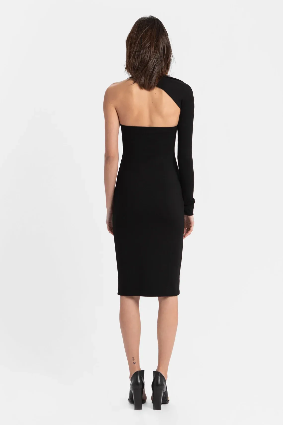 Open Back Dress Elegant Dress Asymmetrical Dress One Shoulder Party Dress Manhattan One Shoulder Midi Dress