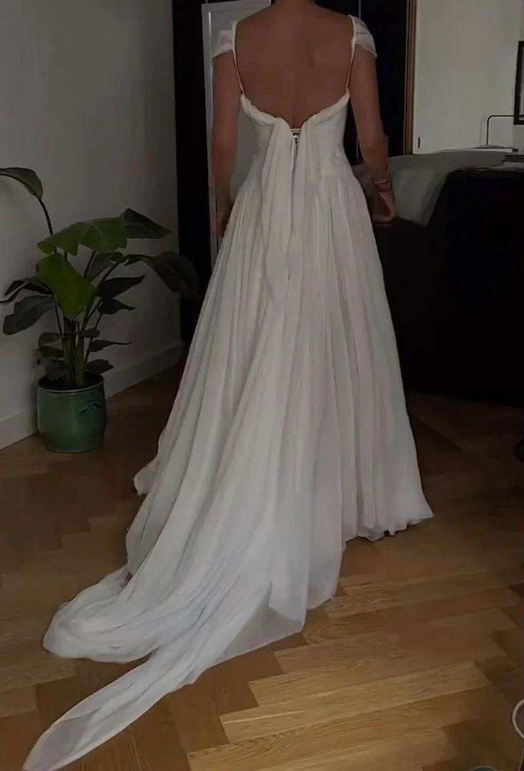 A Line White Tulle Long Prom Dress Formal Party Dress Wedding Dress