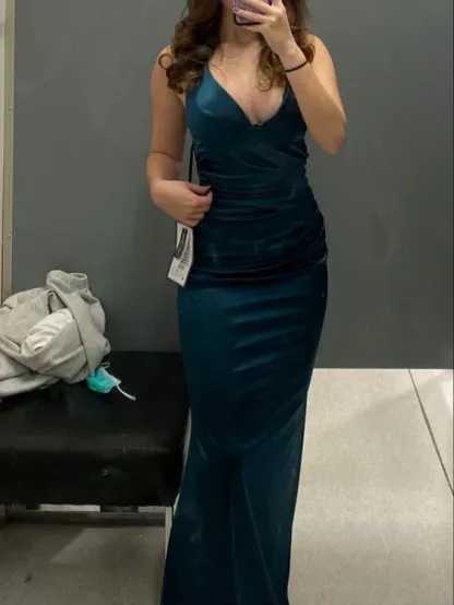 V Neck Sheath Long Prom Dress Evening Party Dress