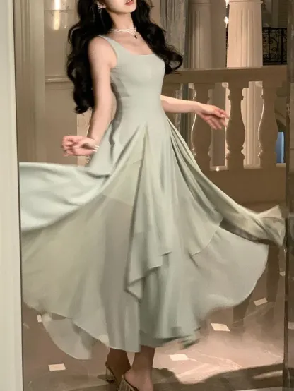 A Line Chiffon Prom Dresses Ruffle Formal Party Dress
