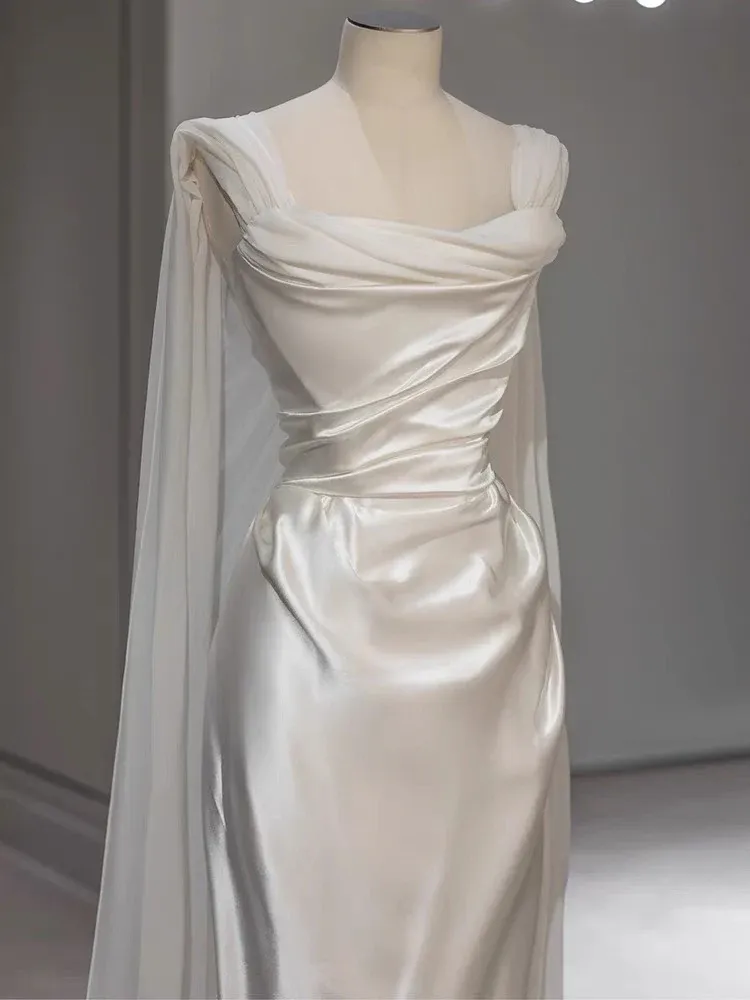 Strapless White Sheath Wedding Dress Formal Evening Gown