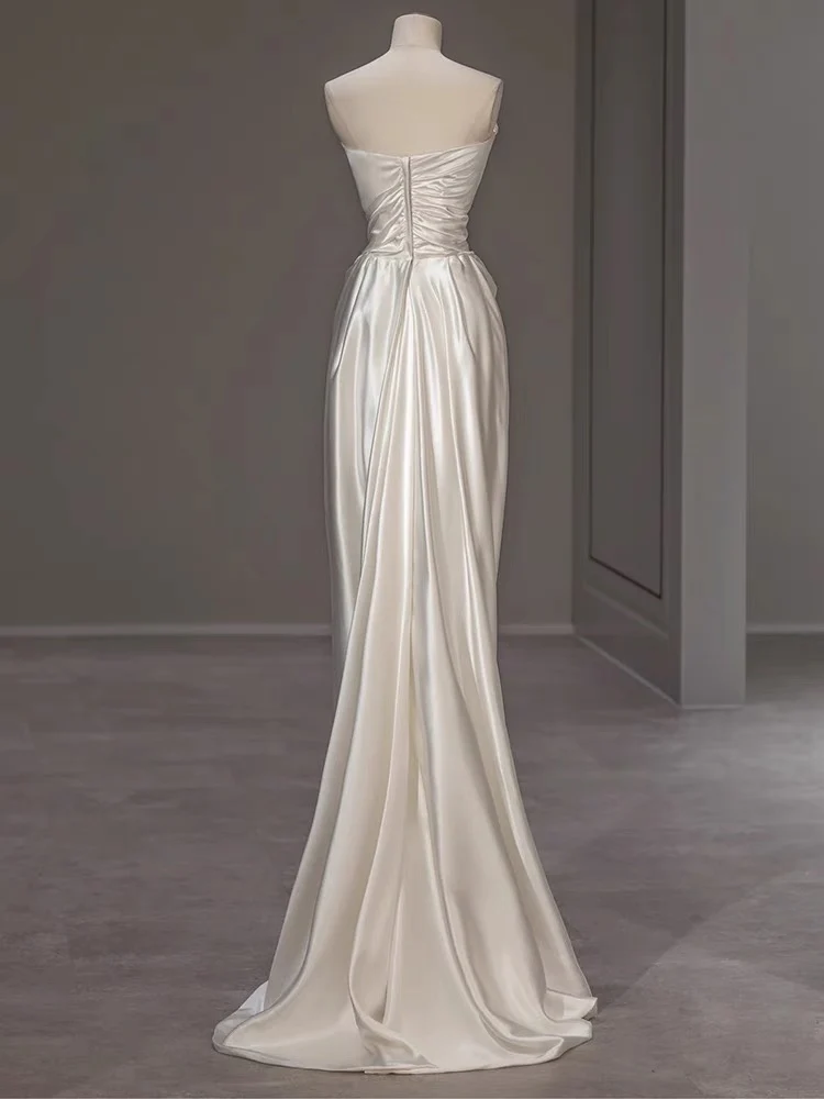 Strapless White Sheath Wedding Dress Formal Evening Gown