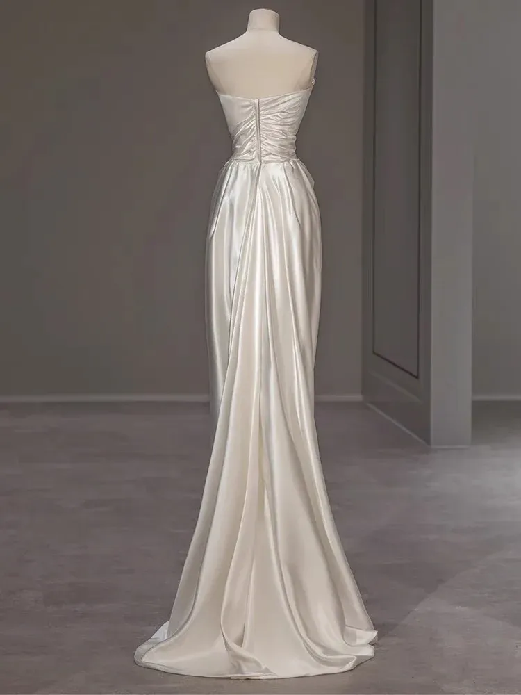 Strapless White Sheath Wedding Dress Formal Evening Gown