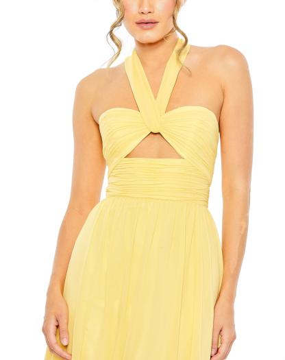 Sunshine Halter Backless Long Front Split Formal Prom Dress